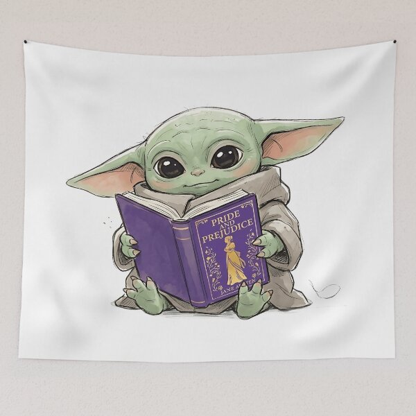 Item preview, BABY YODA READING PRIDE AND PREJUDICE designed and sold by LIS AND MELIVERSO.