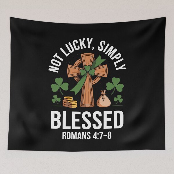Item preview, Not Lucky Simply Blessed Religious Christian St Patricks Day designed and sold by Dressed For  Duty.