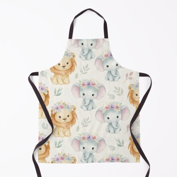 Item preview, Cute Baby Elephant & Lion Floral Pattern designed and sold by naragon4289.