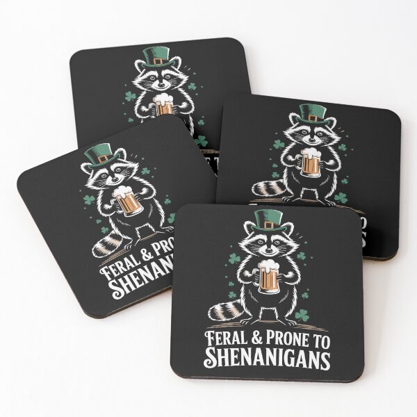 Item preview, Feral and Prone to Shenanigans Raccoon St Patrick's Day designed and sold by Dressed For  Duty.