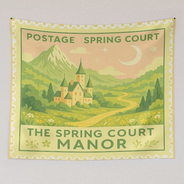 Item preview, Spring Court Manor | ACOTAR Postage Stamp Art designed and sold by biblio_phile.