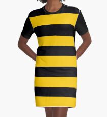 Bees - Yellow & Black Stripes Graphic T-Shirt Dress