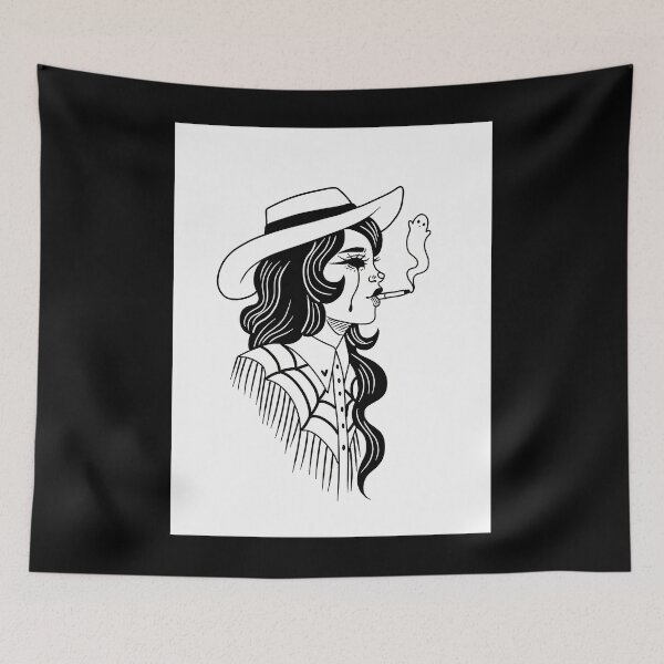Item preview, Spooky Cowgirl Skull Portrait Western Art designed and sold by ojmquedcfkx12.