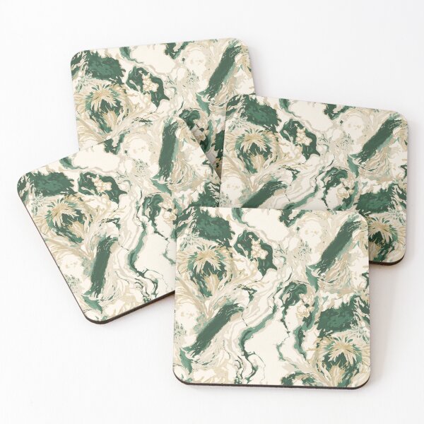 Item preview, Cream Emerald Forest Green Marble Pattern designed and sold by burbankdesigns.