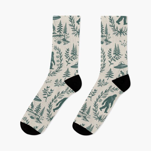Item preview, Bigfoot & UFO Forest Pattern – Cryptid Alien Aesthetic Vintage Nature Design designed and sold by SideEye Co.