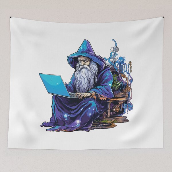 Item preview, Wizard with a Computer designed and sold by Sunset Deck Studio.