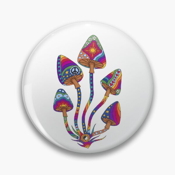 Item preview, Psychedelic 5 Mushrooms Art White– Retro Hippie Rainbow Groovy Peace Design designed and sold by Kellie Espie Art.