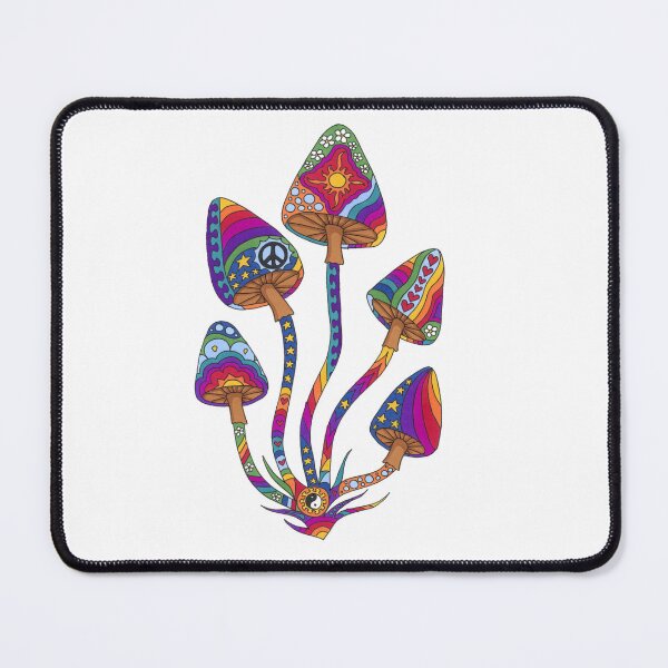 Item preview, Psychedelic 5 Mushrooms Art White– Retro Hippie Rainbow Groovy Peace Design designed and sold by Kellie Espie Art.
