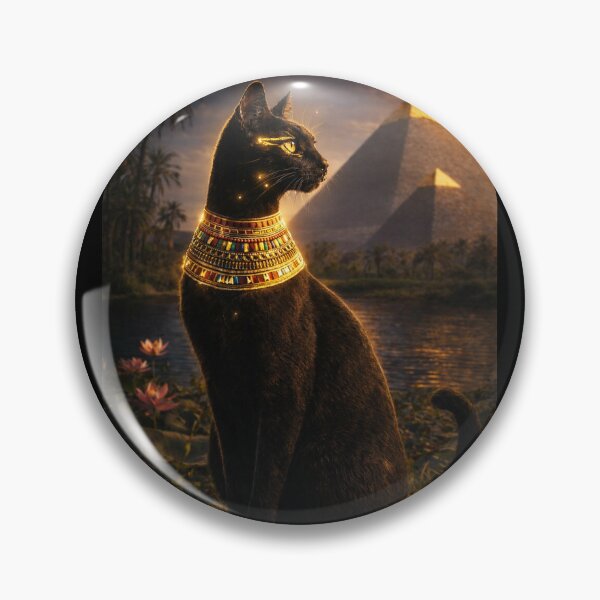 Item preview, Sacred Bastet Cat of Ancient Egypt – Black Egyptian Cat with Pyramid | Mystical Nile Art designed and sold by TuyaArts.