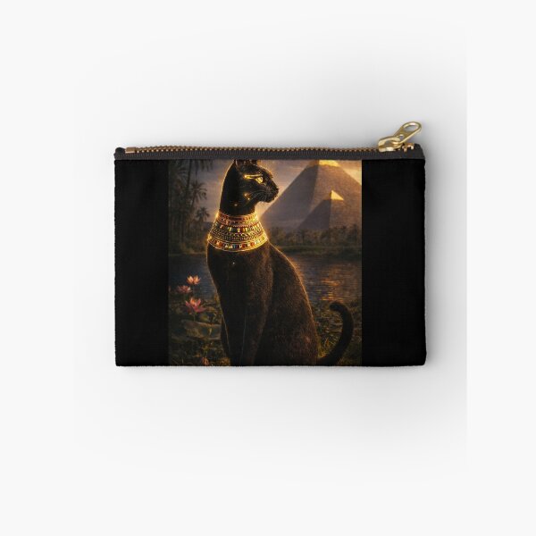 Item preview, Sacred Bastet Cat of Ancient Egypt – Black Egyptian Cat with Pyramid | Mystical Nile Art designed and sold by TuyaArts.