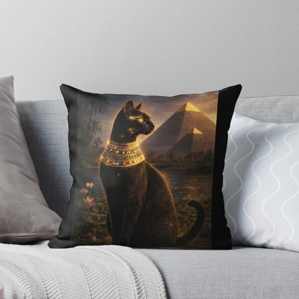Item preview, Sacred Bastet Cat of Ancient Egypt – Black Egyptian Cat with Pyramid | Mystical Nile Art designed and sold by TuyaArts.
