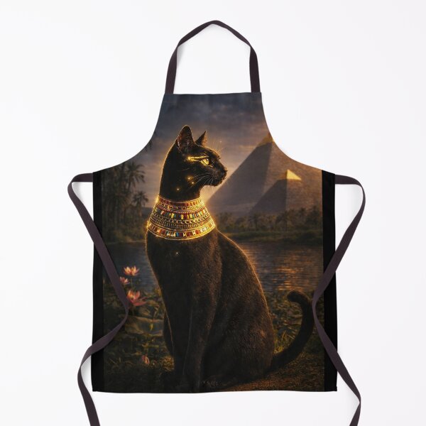 Item preview, Sacred Bastet Cat of Ancient Egypt – Black Egyptian Cat with Pyramid | Mystical Nile Art designed and sold by TuyaArts.