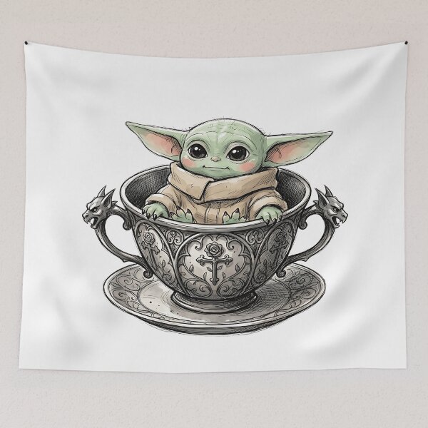 Item preview, BABY YODA IN GOTHIC TEACUP designed and sold by LIS AND MELIVERSO.