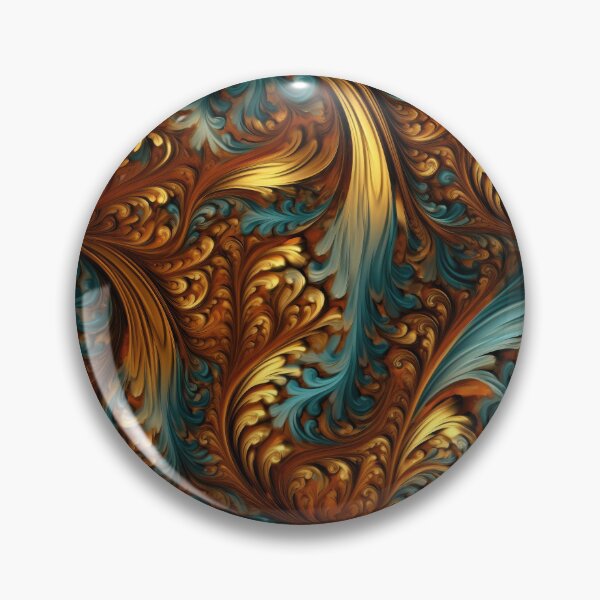 Item preview, Western Baroque Scroll Pattern | Teal Gold Bronze Ornate Tooled Leather Style designed and sold by CraftedHome.