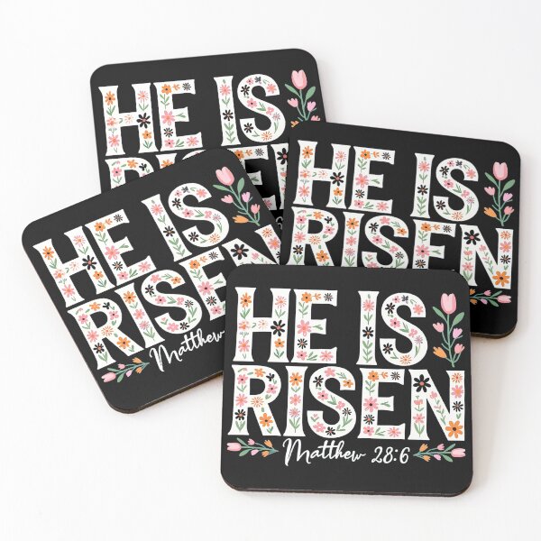 Item preview, He Is Risen T-Shirt with Floral Painting Fill | Christian Easter Tee | Matthew 28:6 Resurrection Apparel designed and sold by Dmo3HarkoArt.