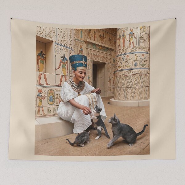 Item preview, Nefertiti & Cats – Powerful Ancient Egyptian Queen with Bastet Energy designed and sold by TuyaArts.