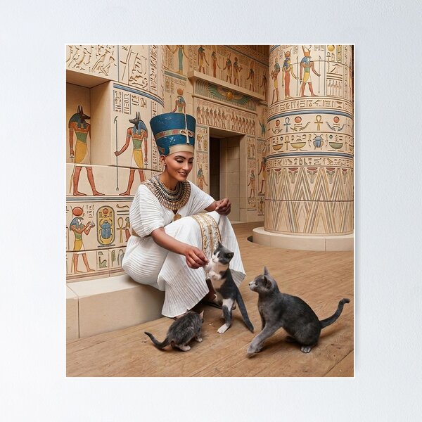 Item preview, Nefertiti & Cats – Powerful Ancient Egyptian Queen with Bastet Energy designed and sold by TuyaArts.