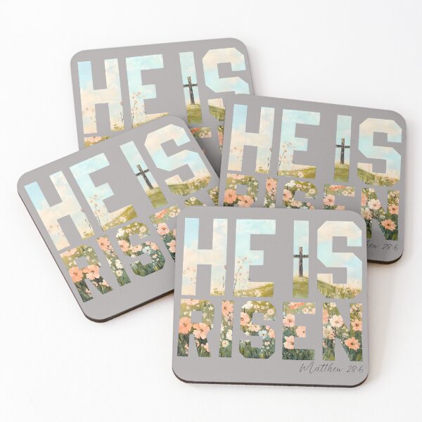 Item preview, He Is Risen T-Shirt with Floral Painting Fill | Christian Easter Tee | Matthew 28:6 Resurrection Apparel designed and sold by Dmo3HarkoArt.