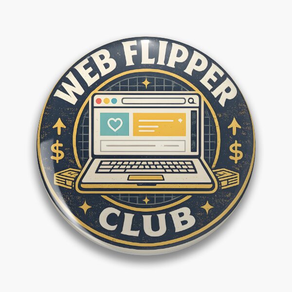 Artikelvorschau, Vintage Web Flipper Club Abzeichen – Retro-Emblem für Laptops, die Webseiten umgestalten und digitale Unternehmer unterstützen entworfen und verkauft von Divakar Fashion.