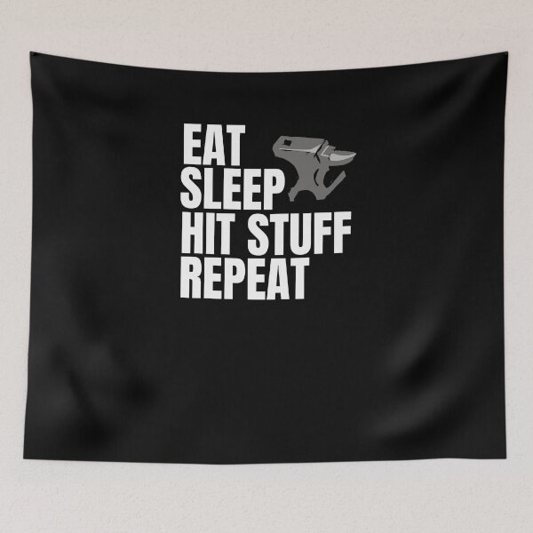 Item preview, Cool Funny Eat Sleep Hit Stuff Repeat Blacksmith Smith Tee designed and sold by LookTwice.