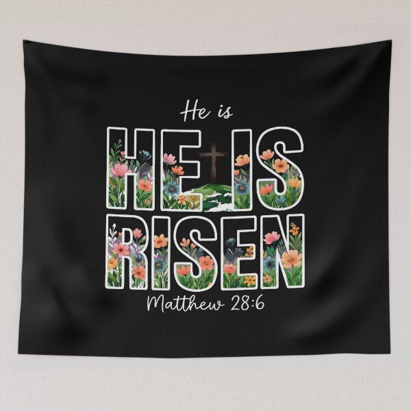 Item preview, He Is Risen T-Shirt Floral Watercolor Cross Design | Easter Christian Apparel Gift | Matthew 28:6 Religious Statement Tee designed and sold by Dmo3HarkoArt.