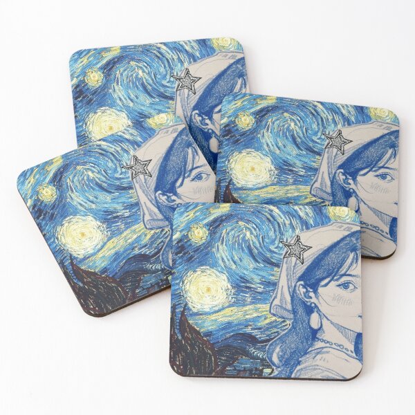 Item preview, Vintage Girl Portrait with Starry Night Style Background designed and sold by VelvetJohn.