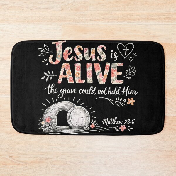Item preview, Jesus Is Alive T-Shirt Floral Typography Empty Tomb Easter Christian Faith Matthew 28:6 Shirt Religious Gift designed and sold by Dmo3HarkoArt.