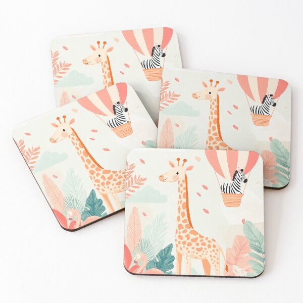 Item preview, Cute Giraffe, Safari Animals Nursery Art Print – Zebra Hot Air Balloon & Flamingo Illustration designed and sold by Artixshopy98.