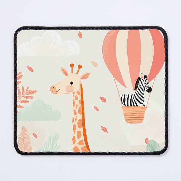 Item preview, Cute Giraffe, Safari Animals Nursery Art Print – Zebra Hot Air Balloon & Flamingo Illustration designed and sold by Artixshopy98.
