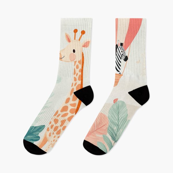 Item preview, Cute Giraffe, Safari Animals Nursery Art Print – Zebra Hot Air Balloon & Flamingo Illustration designed and sold by Artixshopy98.