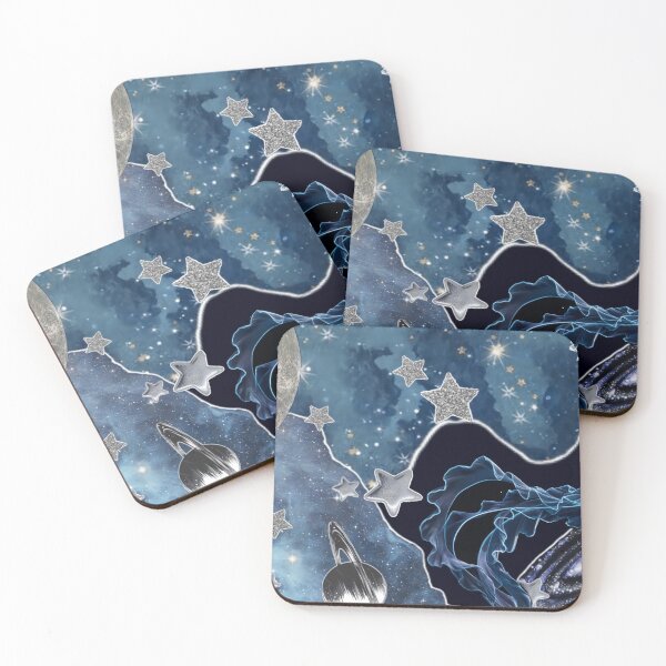 Item preview, Cosmic Jellyfish and Moon Collage Dreamy Space Art designed and sold by VelvetJohn.