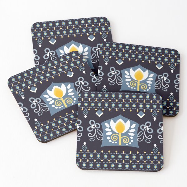 Item preview, Folk Floral Pattern with Decorative Border designed and sold by CHANCHANAI.