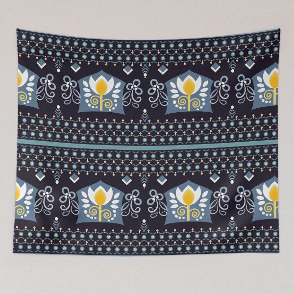 Item preview, Folk Floral Pattern with Decorative Border designed and sold by CHANCHANAI.