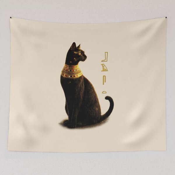 Item preview, Sacred Bastet Cat of Ancient Egypt – Black Egyptian Cat Art designed and sold by TuyaArts.
