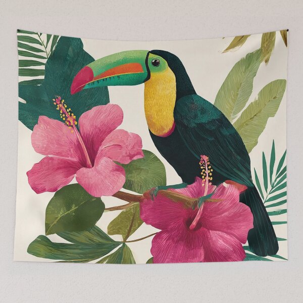 Item preview, Tropical Toucan and Hibiscus – Vibrant Jungle Illustration designed and sold by Artixshopy98.