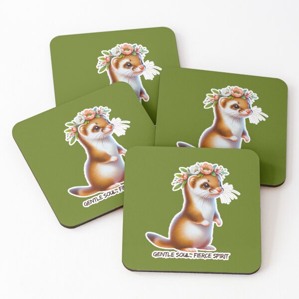 Item preview, Floral Ferret Charm-Gentle Soul, Fierce Spirit designed and sold by All About DigiCraft by Fedelina.