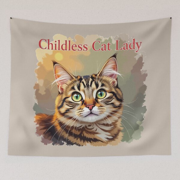 Item preview, Childless Cat Lady Tabby Charm Portrait designed and sold by taiche.