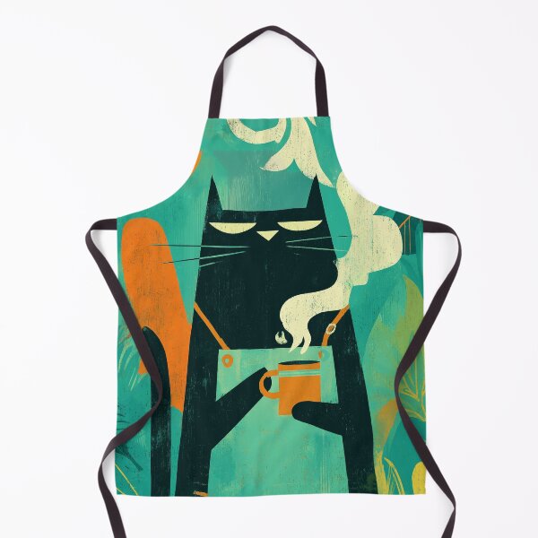 Item preview, Black Cat Coffee Ritual – Vintage Tropical Illustration designed and sold by Artixshopy98.