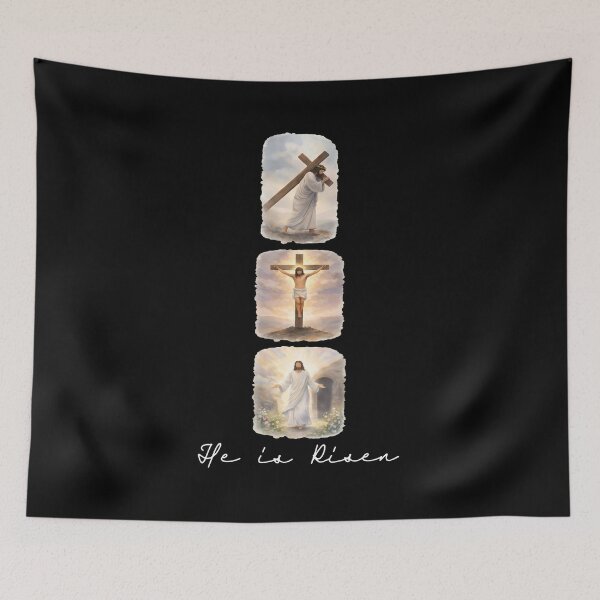 Item preview, He Is Risen T-Shirt | Christian Faith Apparel | Journey of Jesus: Carrying Cross, Crucifixion, Resurrection Shirt | Easter Gift designed and sold by Dmo3HarkoArt.