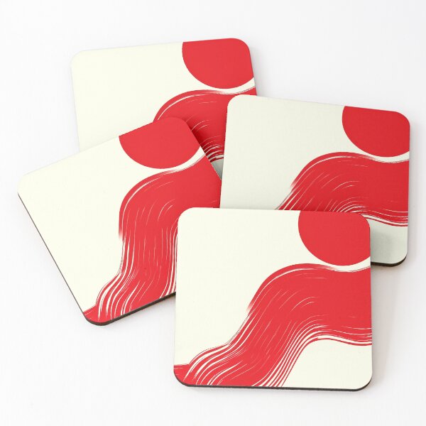 Item preview, Abstract Red Flow – Minimalist Modern Wave and Circle Art Print designed and sold by Artixshopy98.