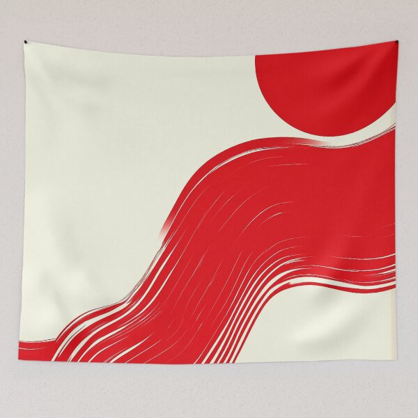 Item preview, Abstract Red Flow – Minimalist Modern Wave and Circle Art Print designed and sold by Artixshopy98.