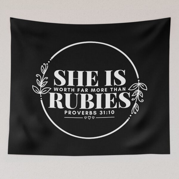 Item preview, Proverbs 31:10 - Virtuous Woman Worth More Than Rubies - White Design designed and sold by MoriaStore.