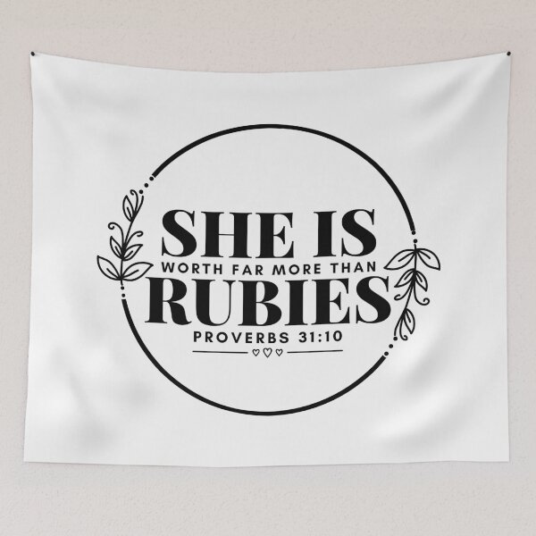 Item preview, Proverbs 31:10 - Virtuous Woman Worth More Than Rubies - Black Design designed and sold by MoriaStore.