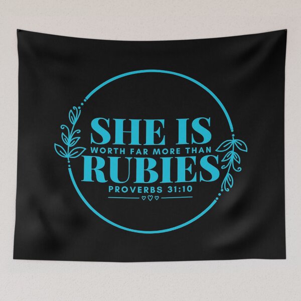 Item preview, Proverbs 31:10 - Virtuous Woman Worth More Than Rubies - Sky Blue Design designed and sold by MoriaStore.
