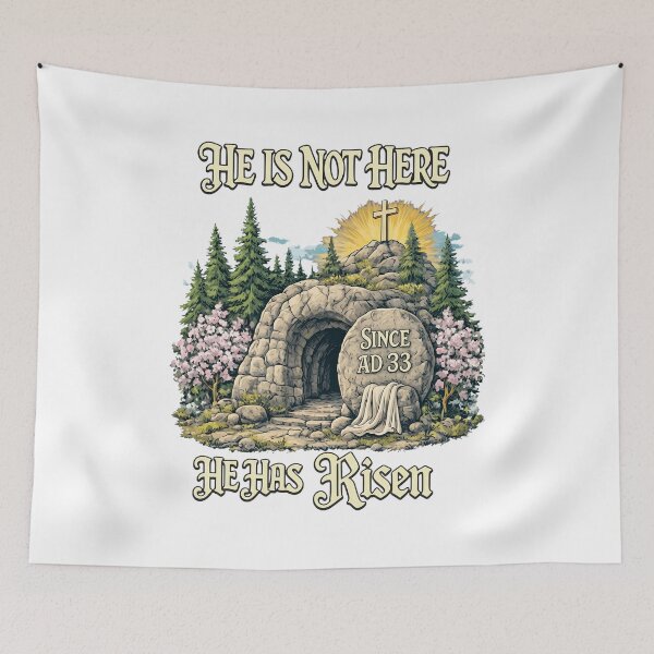 Item preview, He Is Not Here He Has Risen T-Shirt | Empty Tomb with Cross Illustration | Aesthetic Christian Easter Apparel Since AD 33 designed and sold by Dmo3HarkoArt.