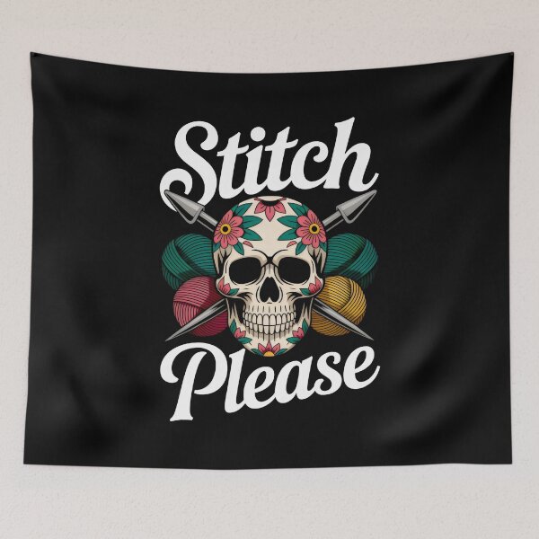 Item preview, Stitch Please Sugar Skull Knitting Art designed and sold by SplashTastic.