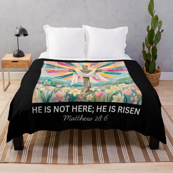 Item preview, He Is Risen T-Shirt, Matthew 28:6 Cross & Flowers Tee, Colorful Easter Resurrection Shirt, Christian Faith Apparel Gift designed and sold by Dmo3HarkoArt.