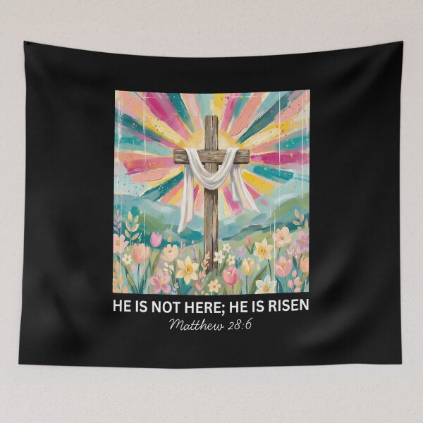 Item preview, He Is Risen T-Shirt, Matthew 28:6 Cross & Flowers Tee, Colorful Easter Resurrection Shirt, Christian Faith Apparel Gift designed and sold by Dmo3HarkoArt.