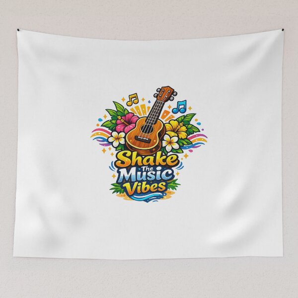 Item preview, Shake The Music Vibes - Tropical Ukulele Hibiscus Beach Art designed and sold by shemodas.