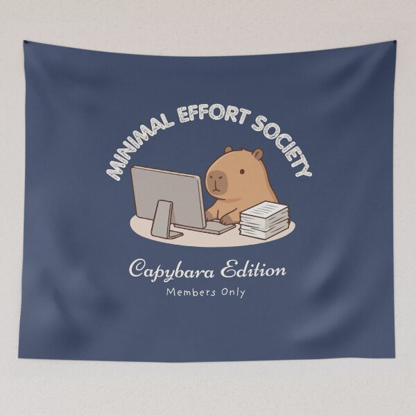 Item preview, Minimal Effort Society Capybara – Lazy Work Humor Cute Capybara Edition Members Only T-Shirt designed and sold by HOUSE OF TIST.